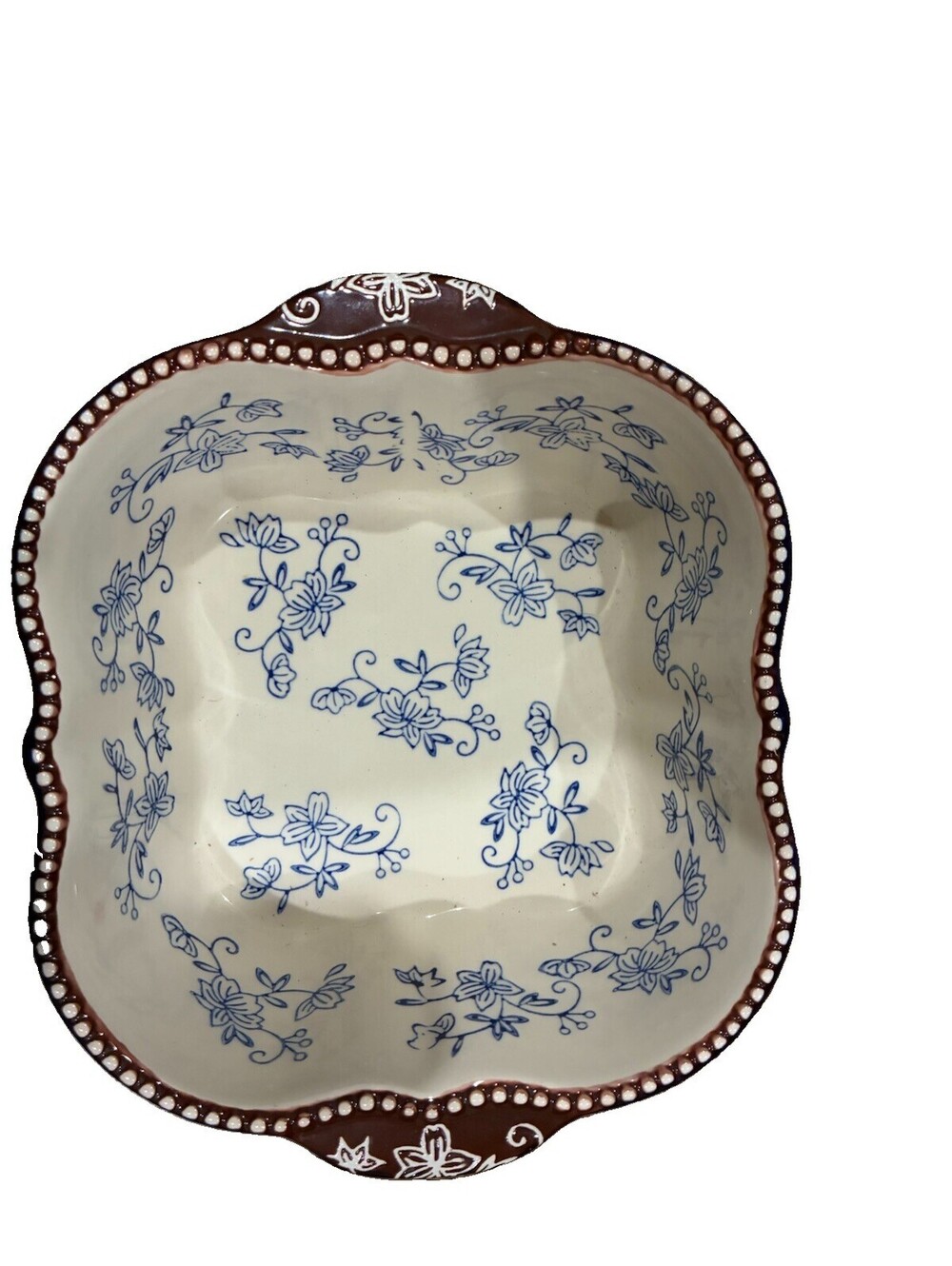 Temptations by Tara Blue Floral Lace 1.5 QT Square Baking Dish 8" X 8" X 2.5"